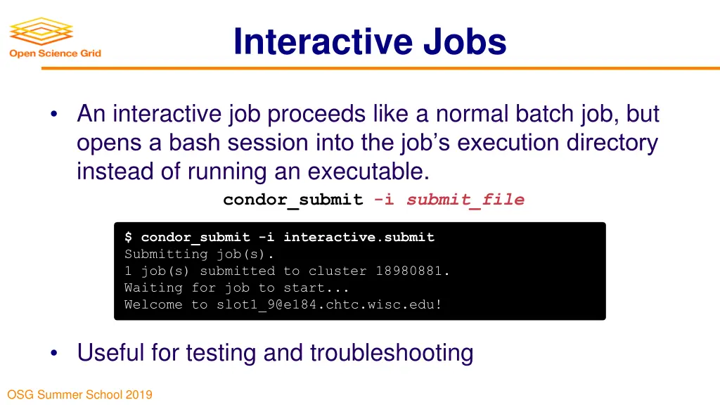 interactive jobs