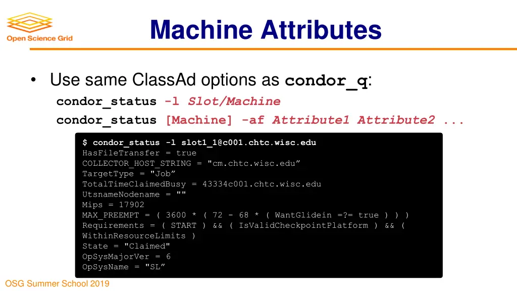 machine attributes