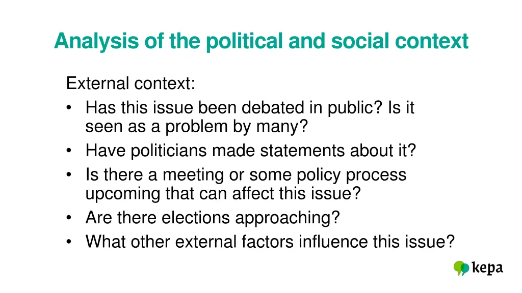 analysis of the political and social context 1