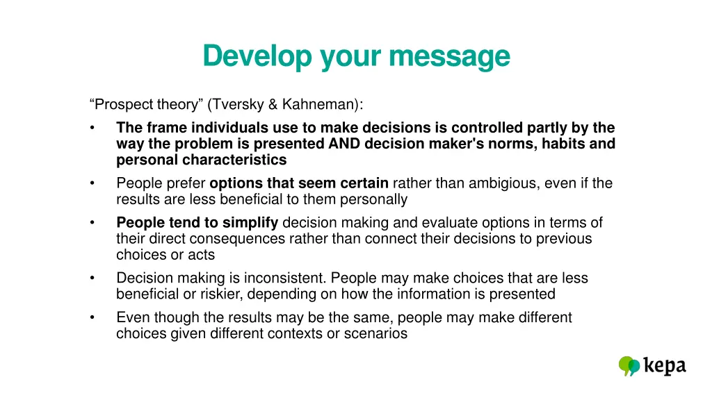 develop your message 1