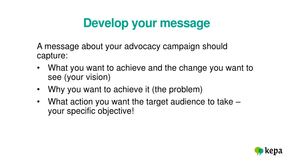develop your message