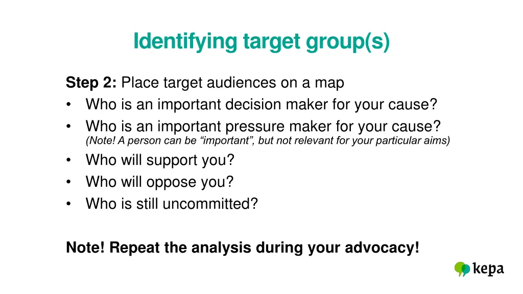 identifying target group s 1