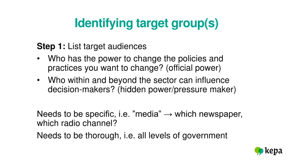 identifying target group s