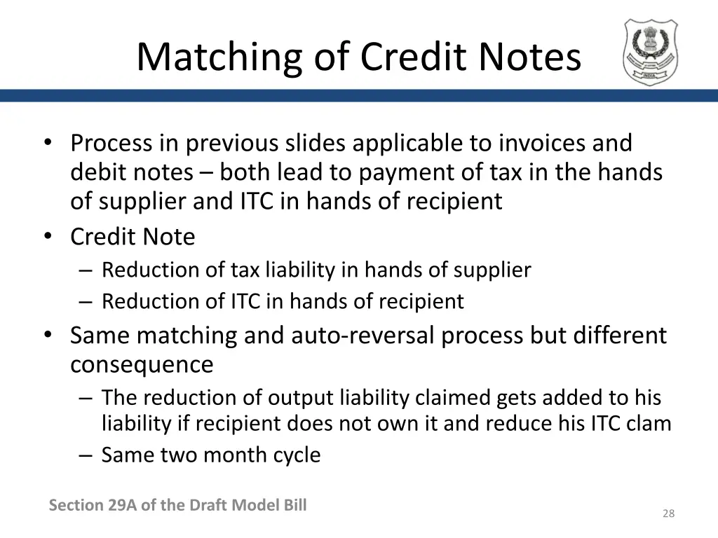 matching of credit notes