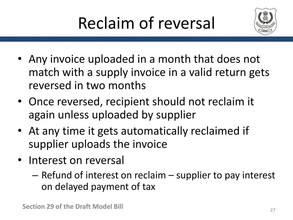 reclaim of reversal