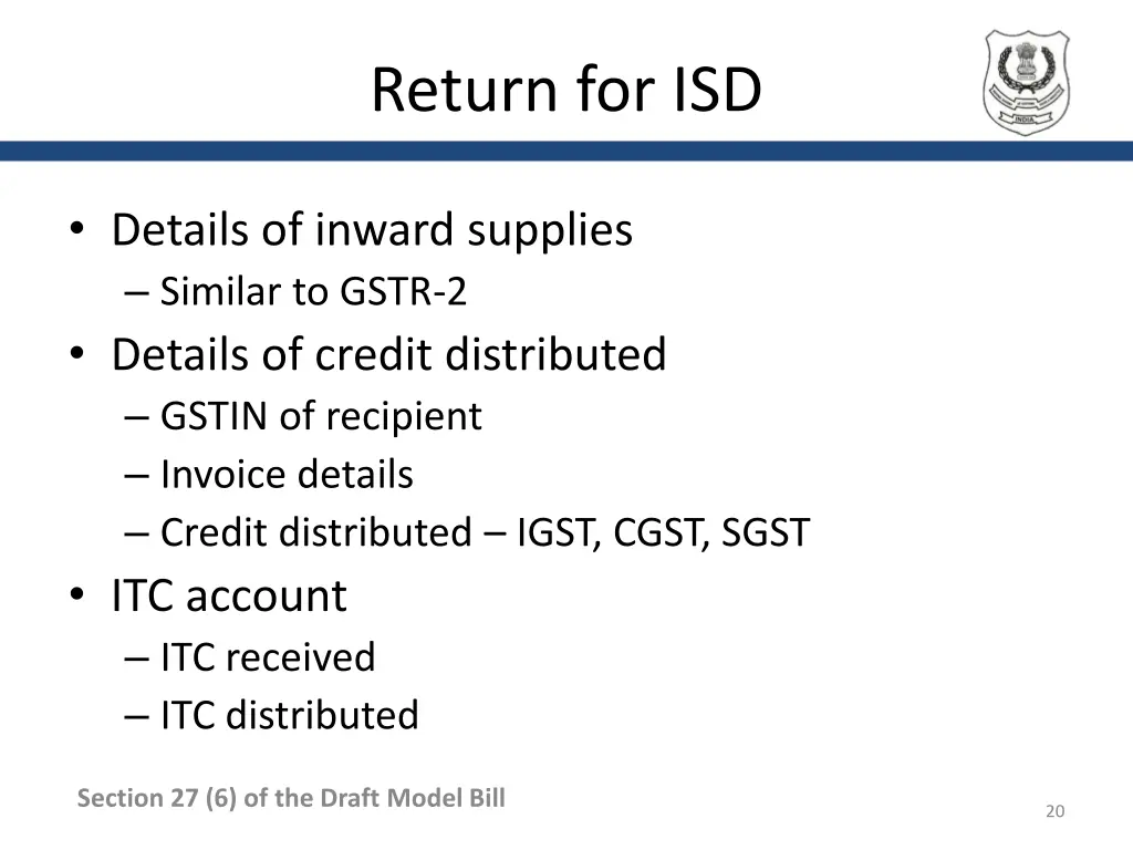 return for isd