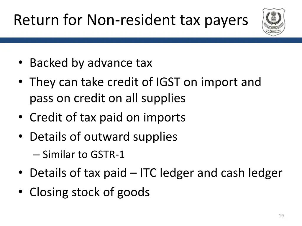 return for non resident tax payers