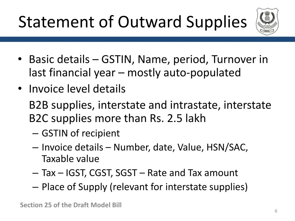 statement of outward supplies