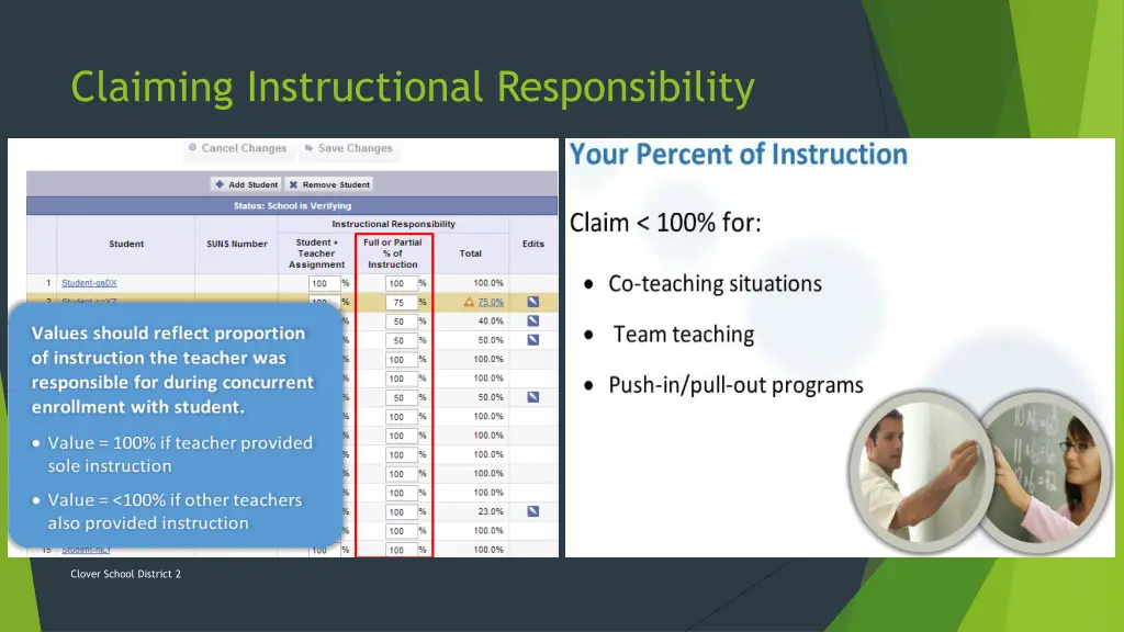 claiming instructional responsibility 1