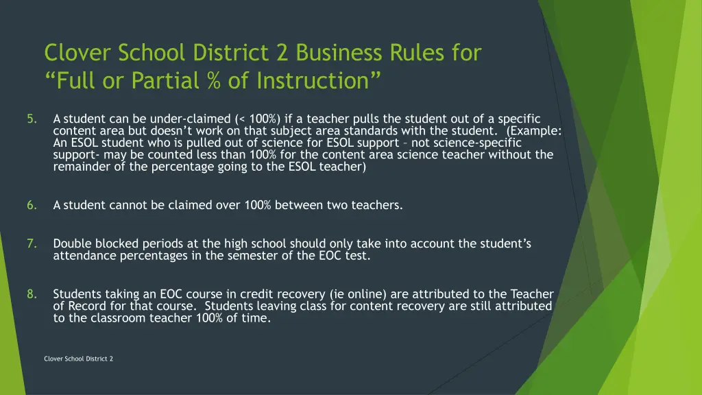 clover school district 2 business rules for full 2