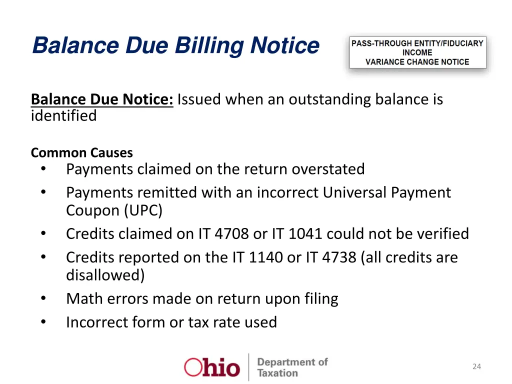 balance due billing notice