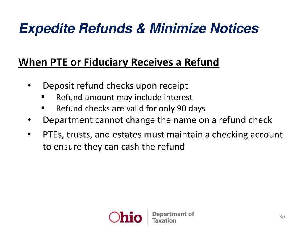 expedite refunds minimize notices 4