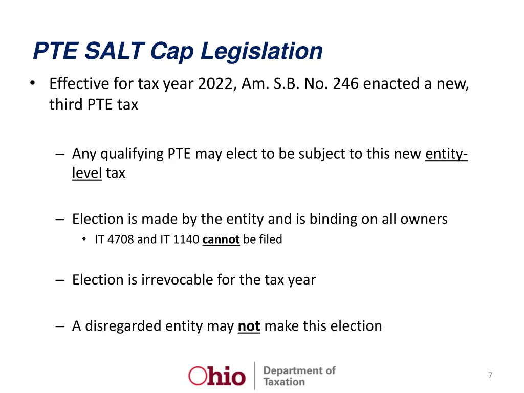 pte salt cap legislation effective for tax year
