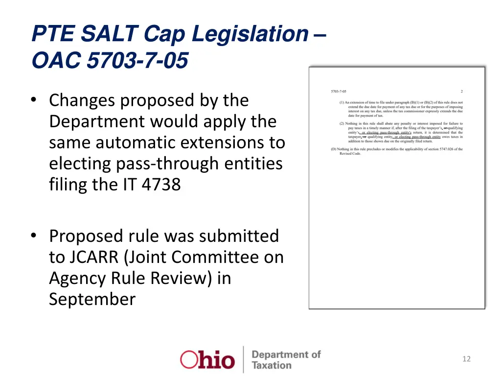 pte salt cap legislation oac 5703 7 05 1