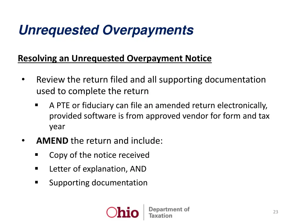 unrequested overpayments 1