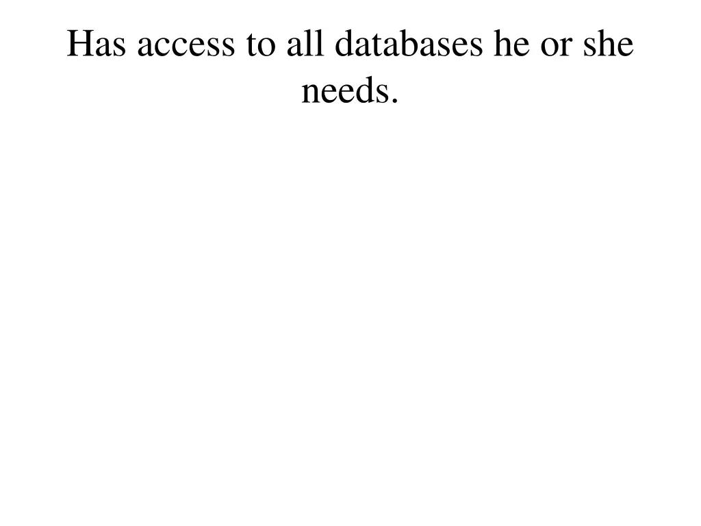has access to all databases he or she needs