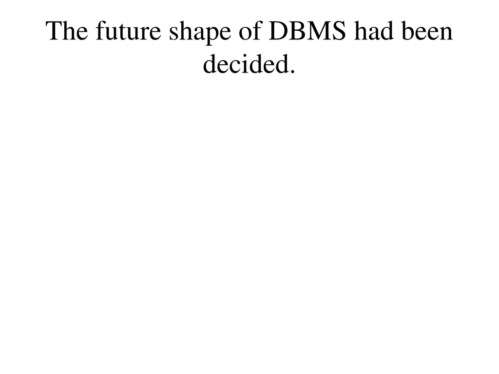 the future shape of dbms had been decided