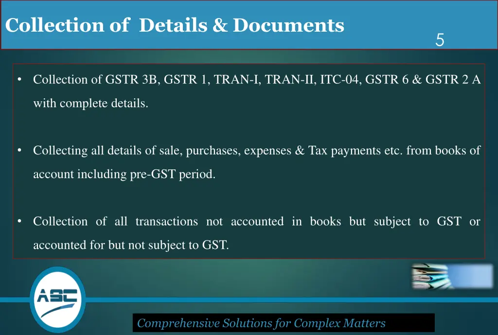 collection of details documents
