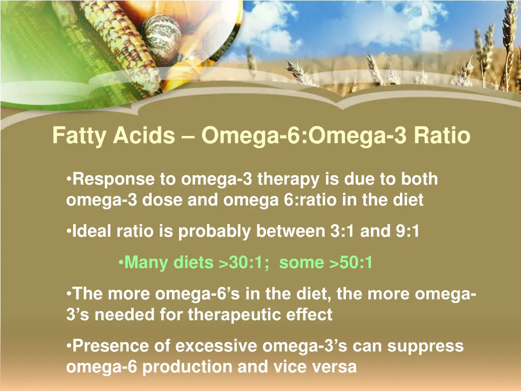 fatty acids omega 6 omega 3 ratio