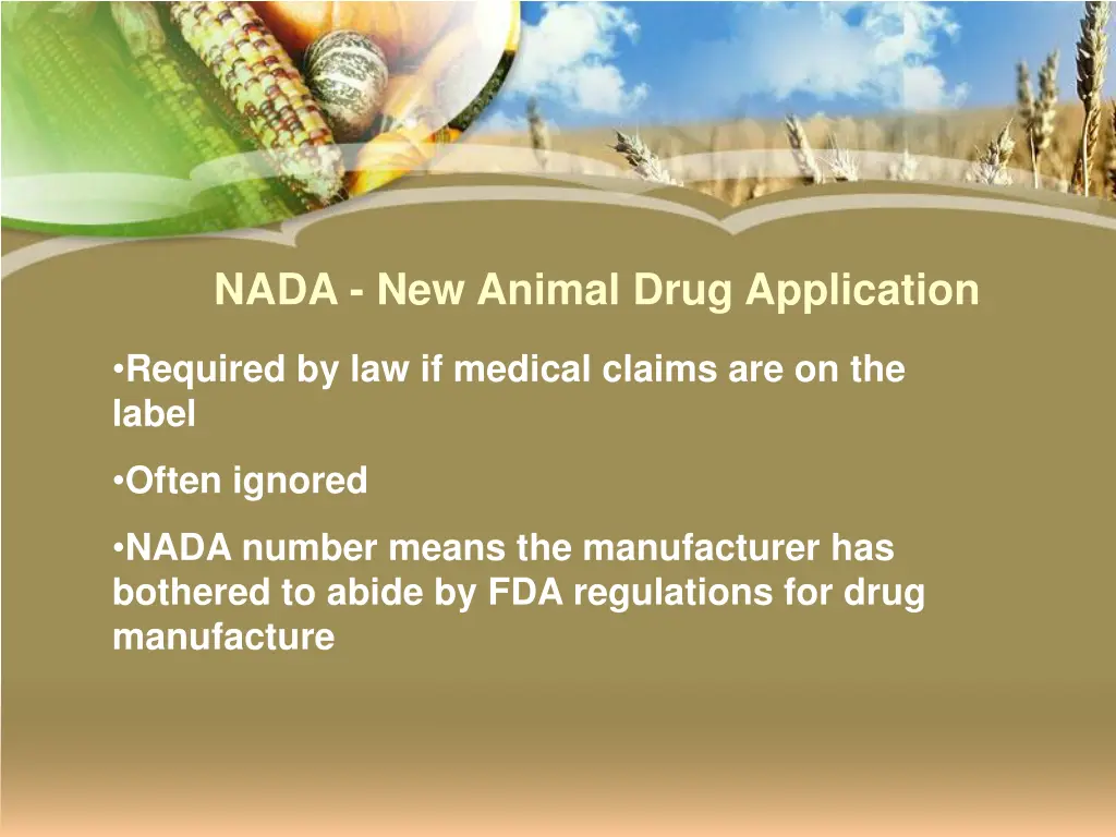 nada new animal drug application