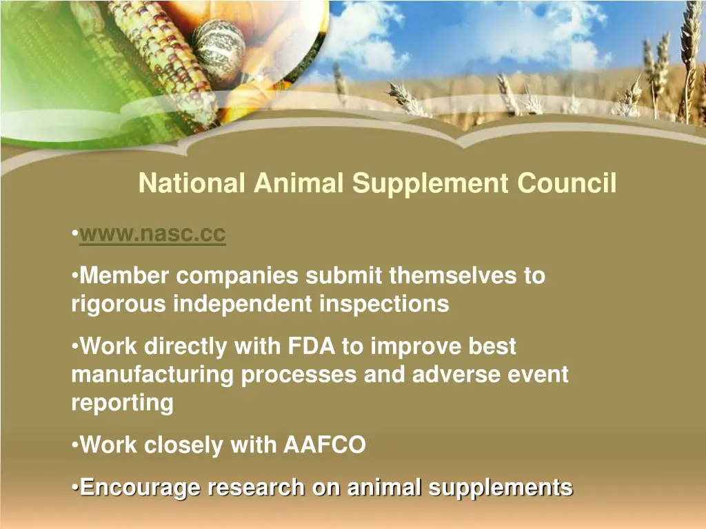 national animal supplement council