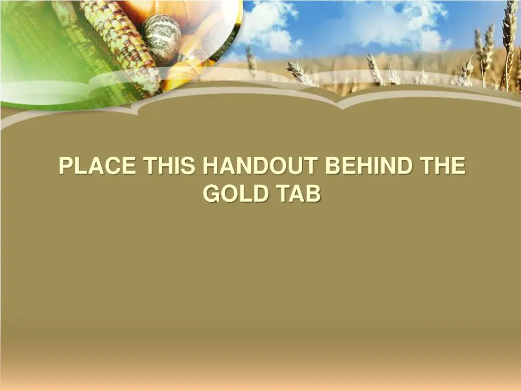 place this handout behind the gold tab