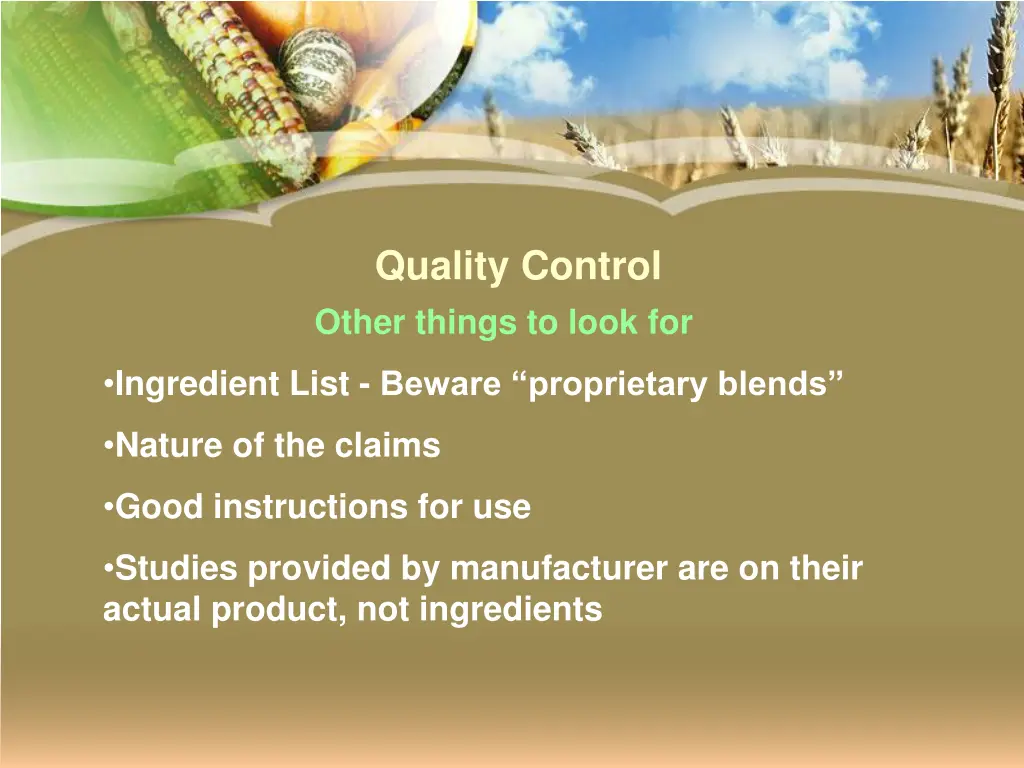 quality control other things to look for
