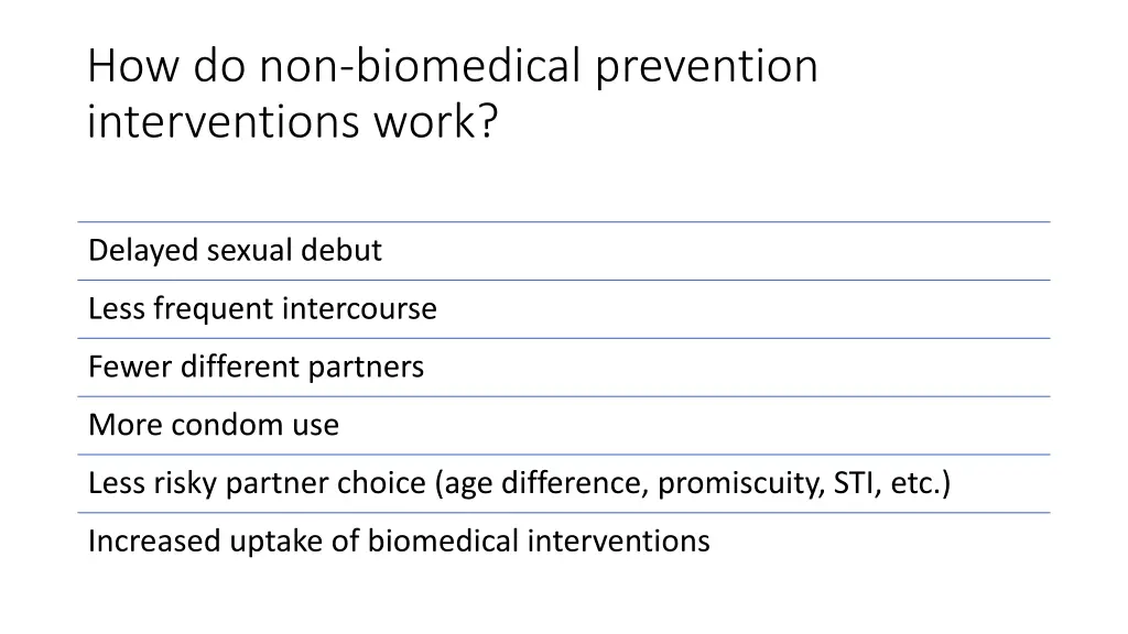how do non biomedical prevention interventions