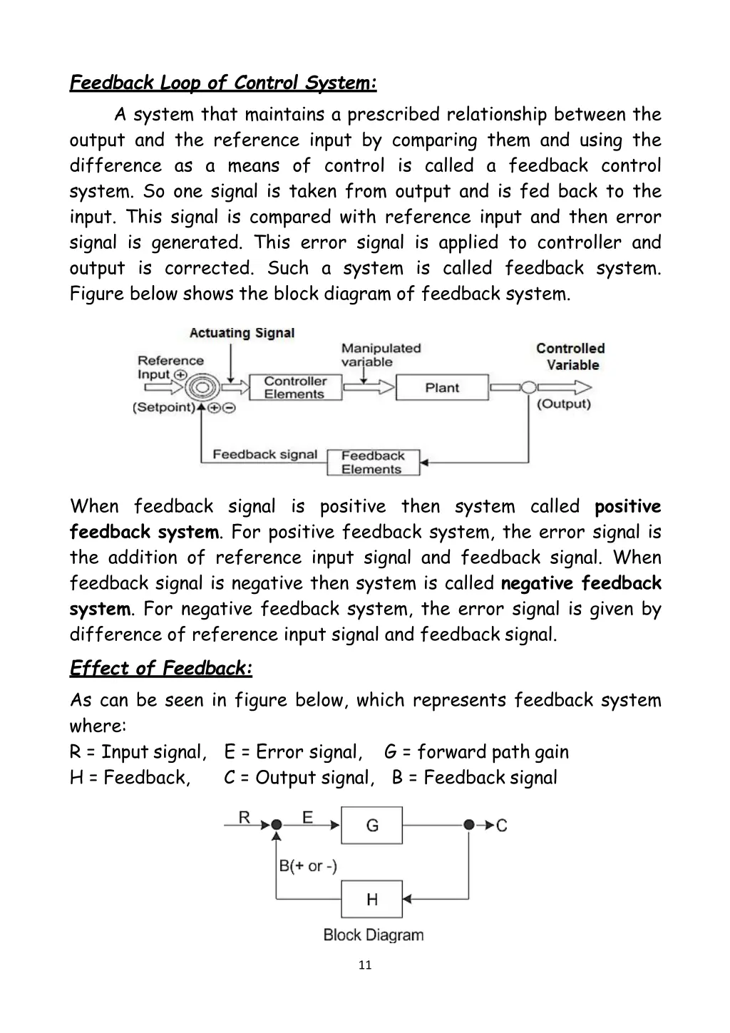 feedback loop of control system a system that
