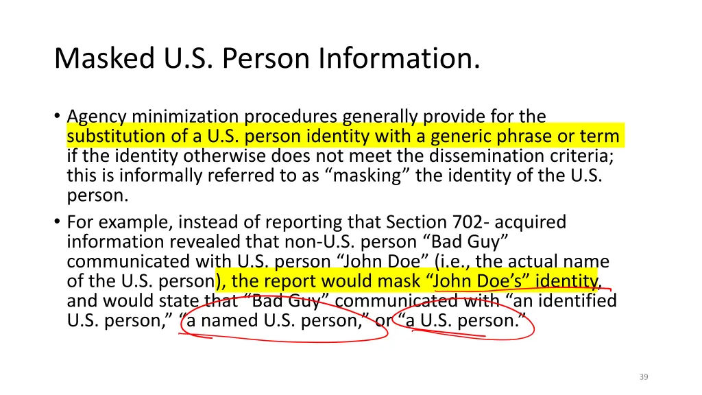 masked u s person information
