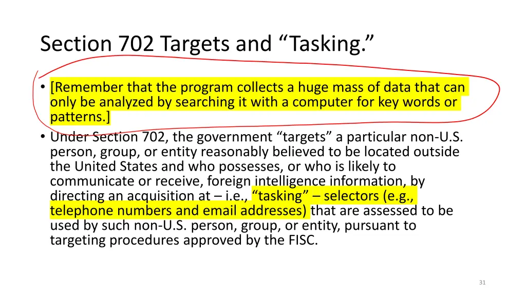 section 702 targets and tasking
