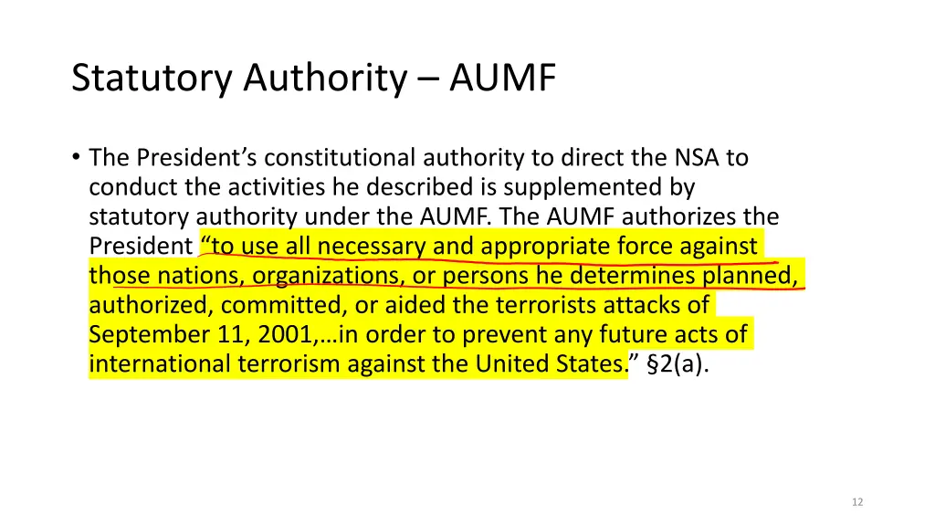 statutory authority aumf