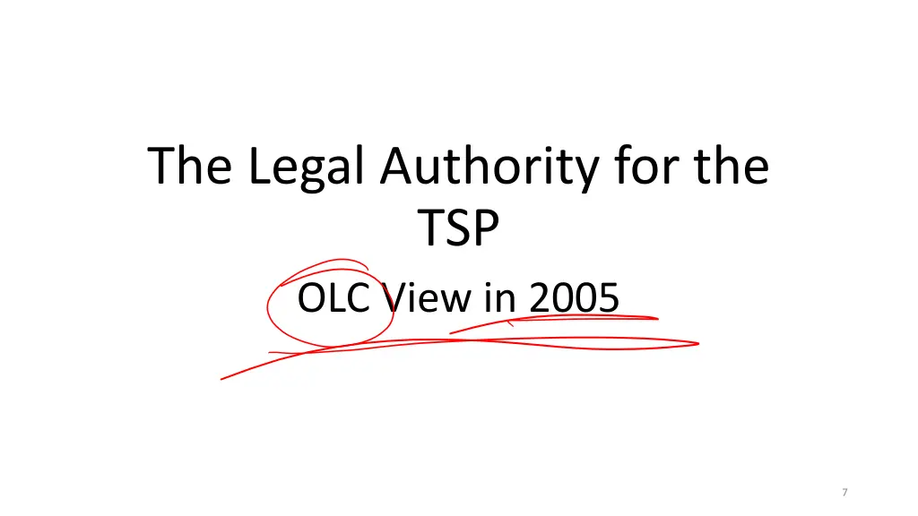 the legal authority for the tsp olc view in 2005