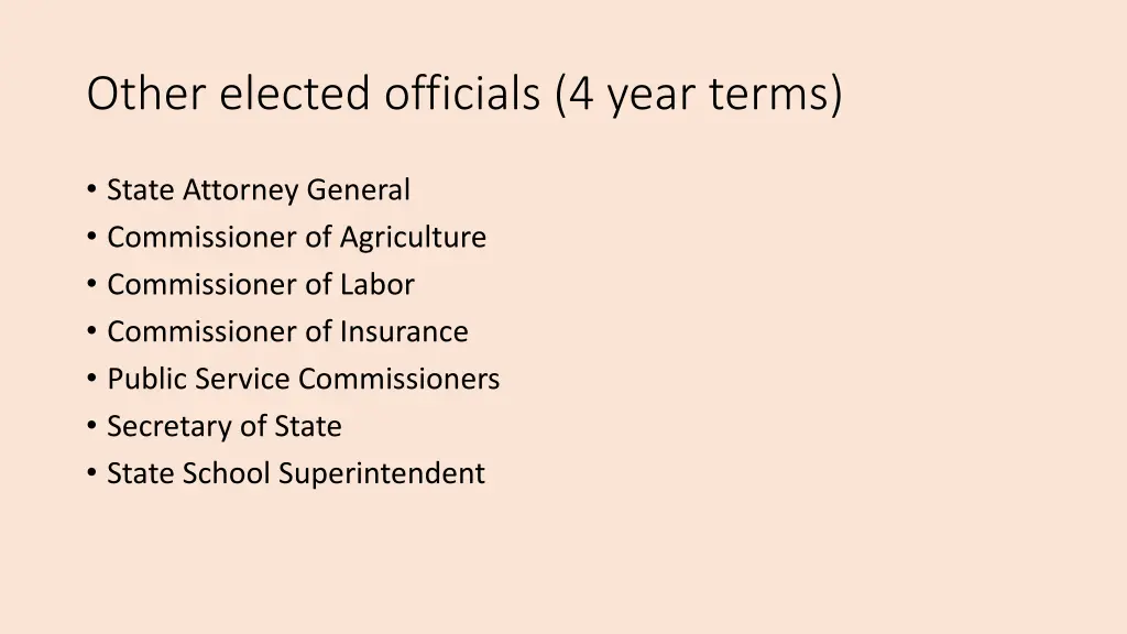 other elected officials 4 year terms