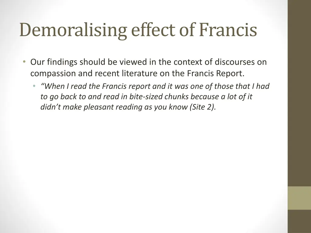 demoralising effect of francis
