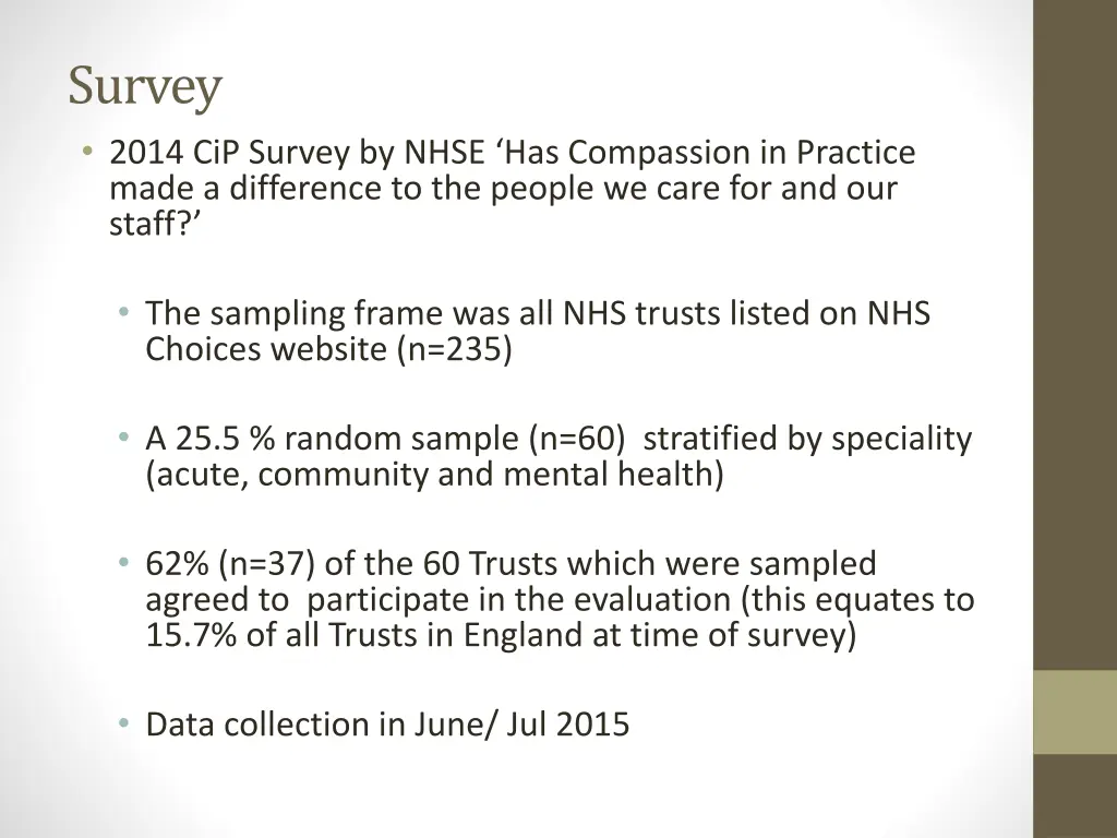 survey 2014 cip survey by nhse has compassion