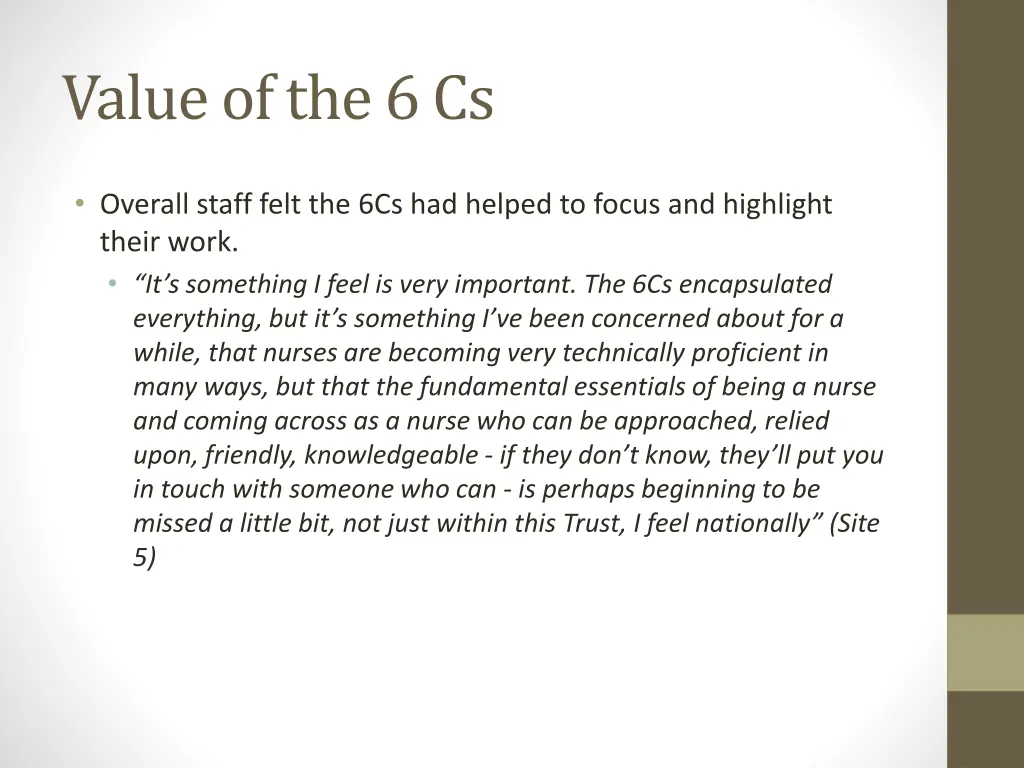 value of the 6 cs