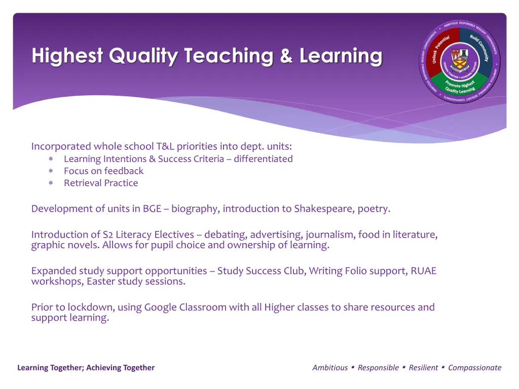 highest quality teaching learning