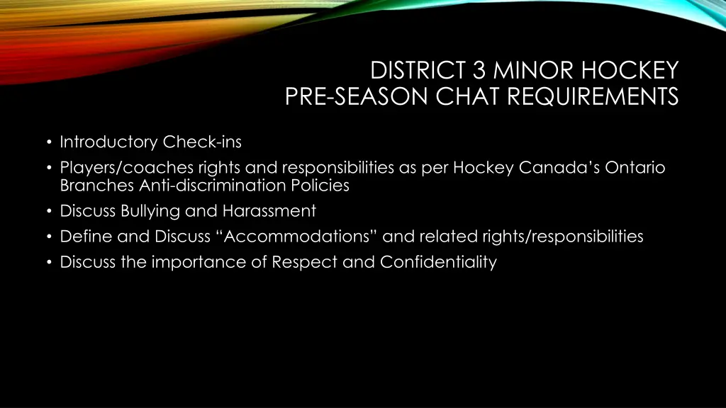 district 3 minor hockey pre season chat