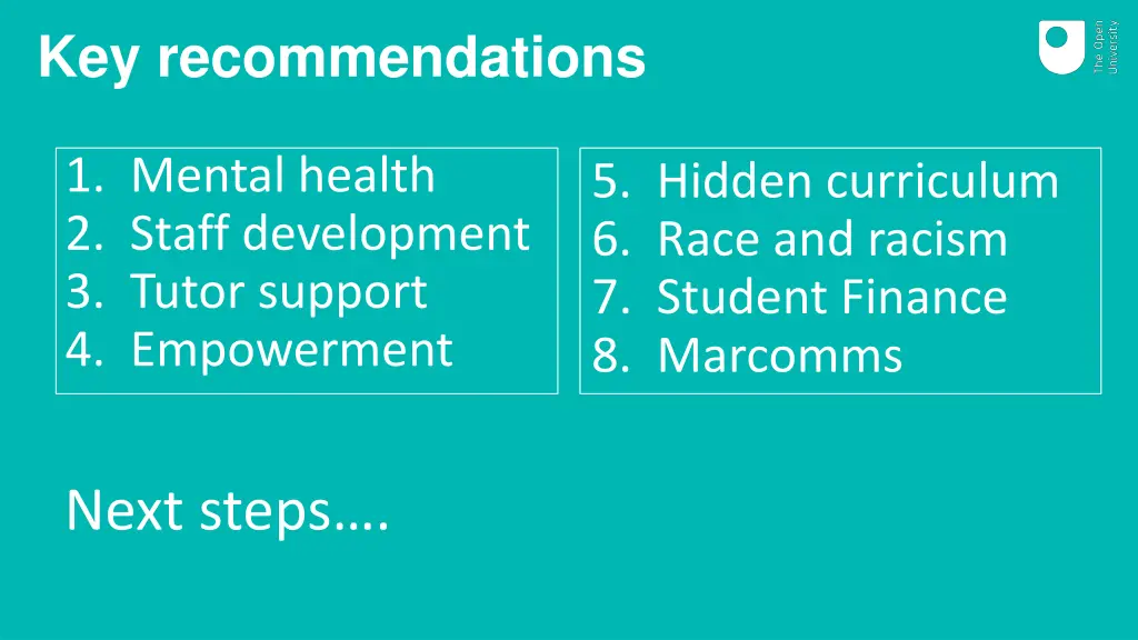 key recommendations