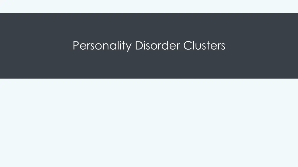 personality disorder clusters