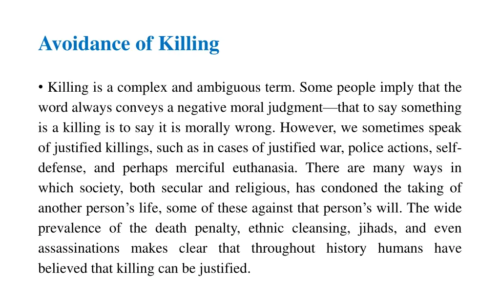 avoidance of killing 1