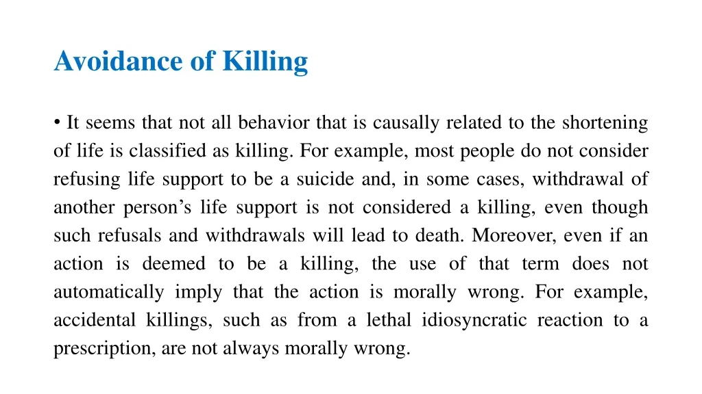 avoidance of killing 2