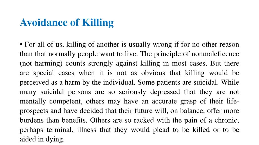 avoidance of killing
