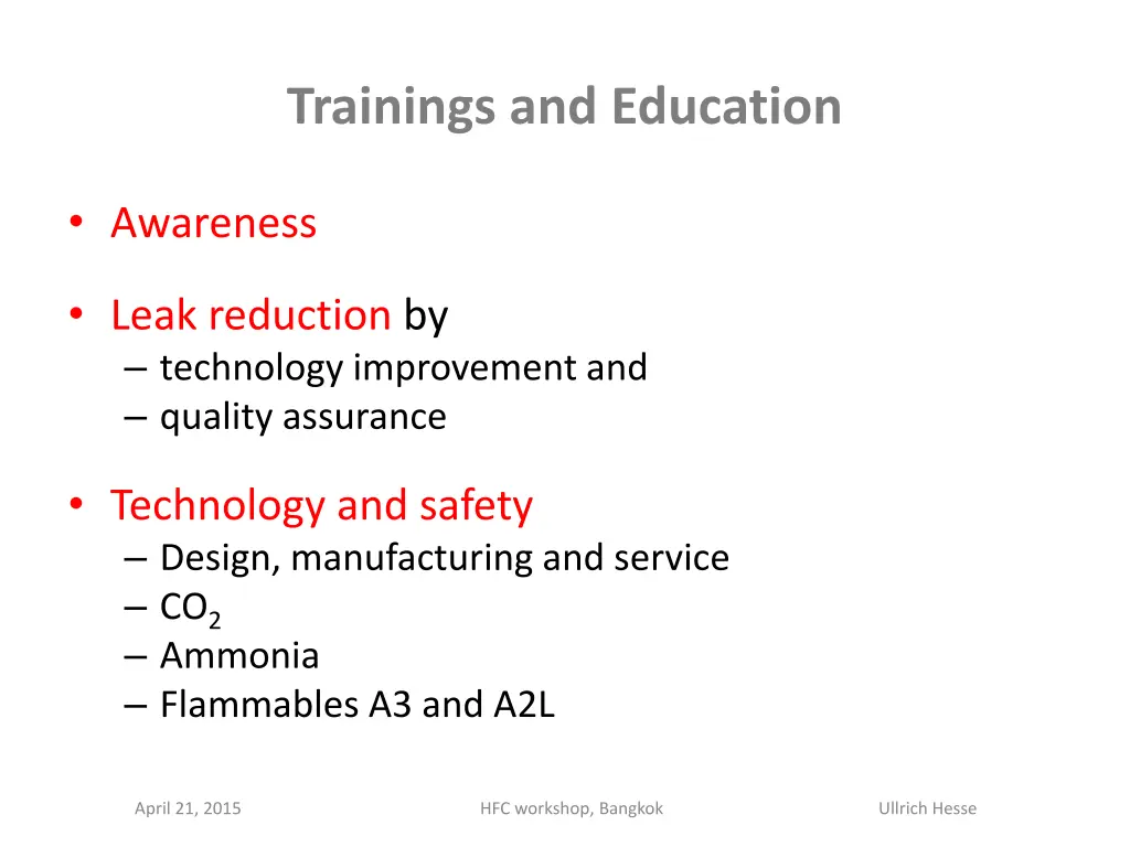 trainings and education