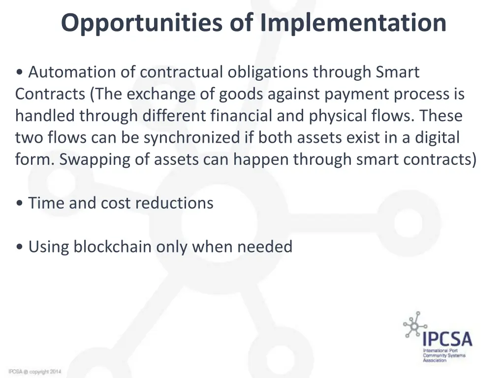 opportunities of implementation 1
