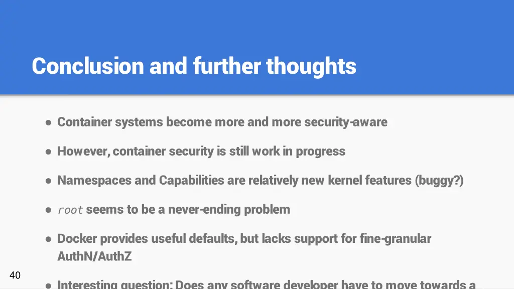 conclusion and further thoughts