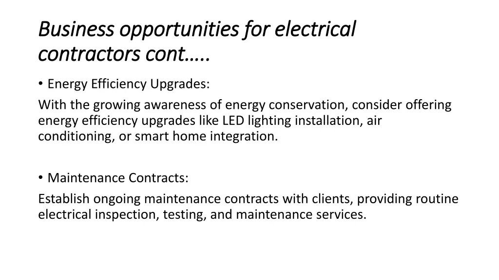 business opportunities for electrical business 1