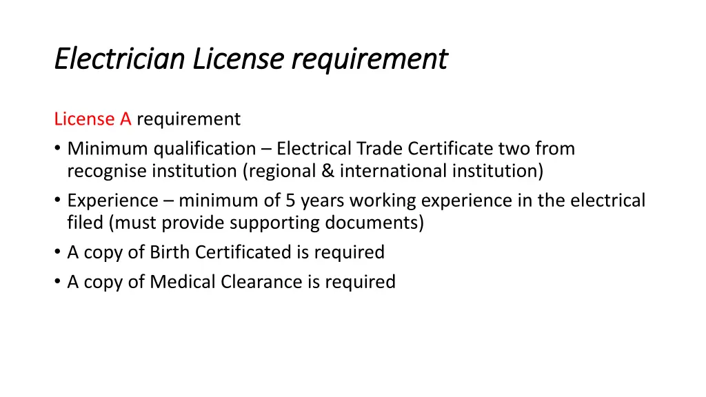 electrician license requirement electrician