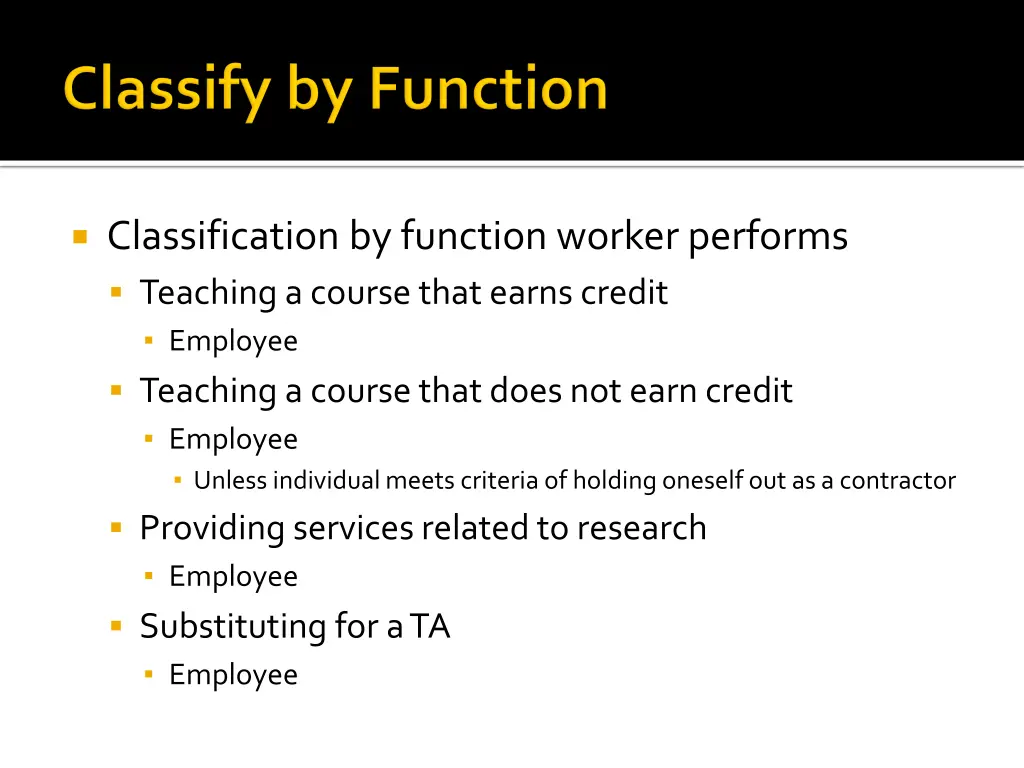 classification by function worker performs